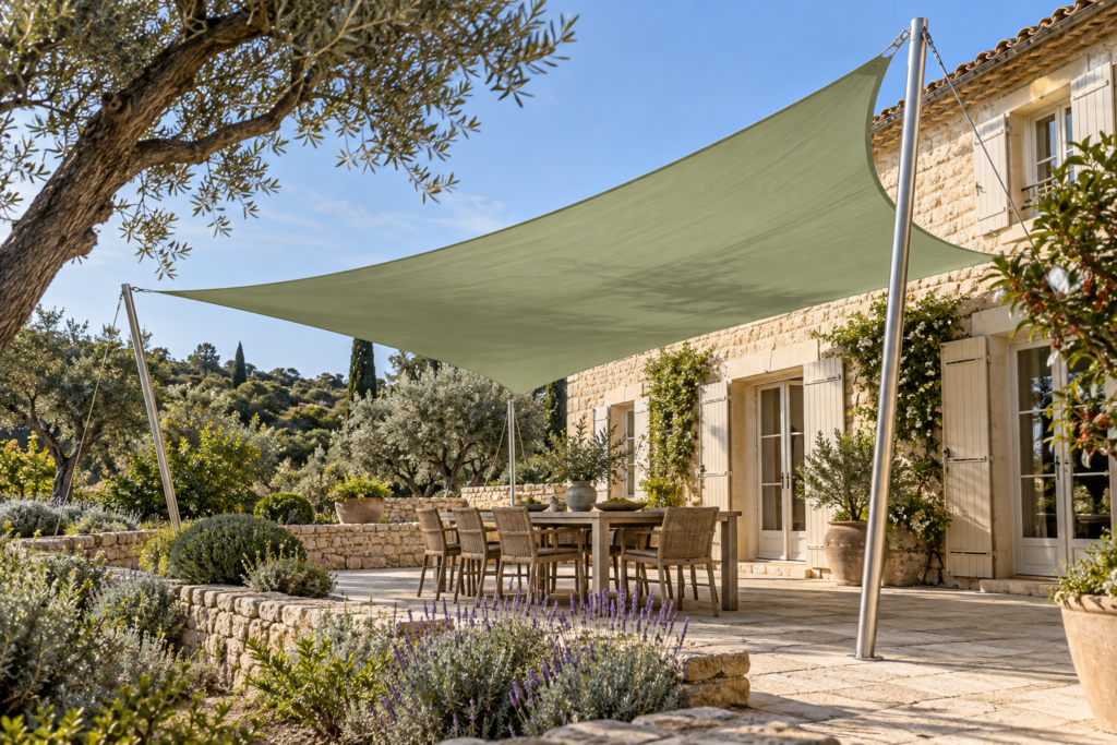 voile d’ombrage sur mas provençal