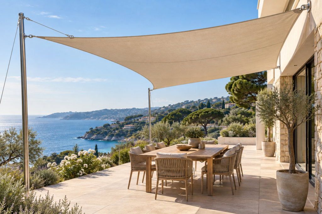 voile d’ombrage sur terrasse méditerranéenne 1